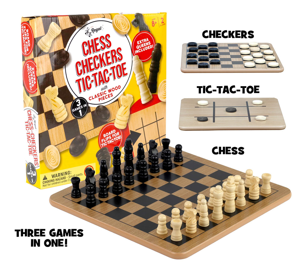 Regal Games piezas de ajedrez dispuestas, contraste claro para partidas