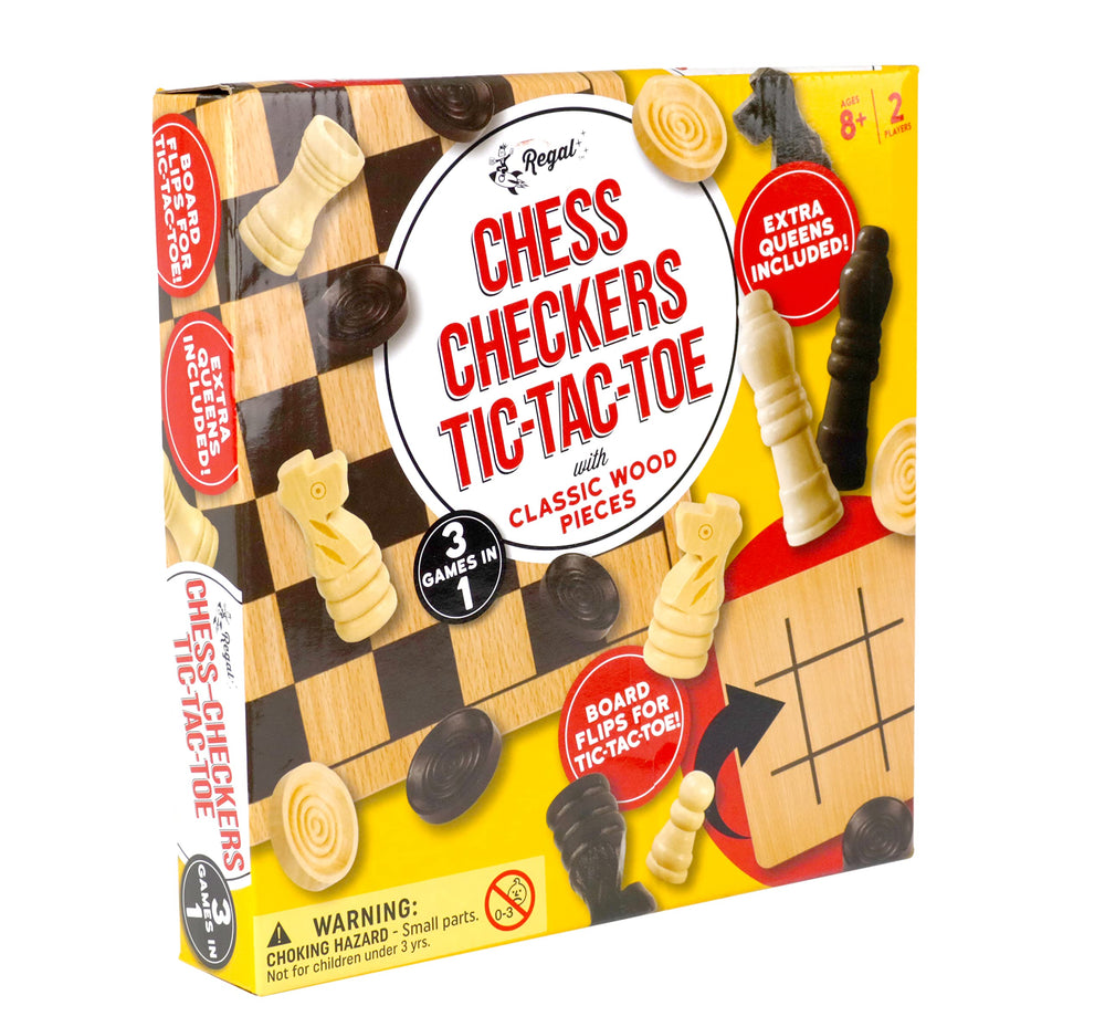 Regal Games tablero reversible mostrando lado de tres en raya, cambio rápido