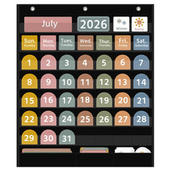 REGELETO calendario boho frontal mostrando bolsillos y tarjetas, facilita organización visual