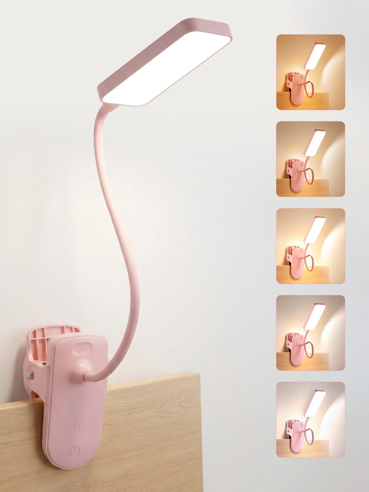 ReinHoo lámpara rosa vista frontal mostrando diseño compacto y luz uniforme