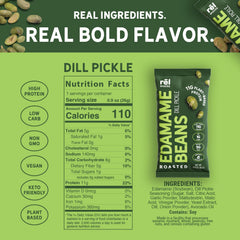 Rel Snacks primer plano de edamame tostado con textura crujiente visible