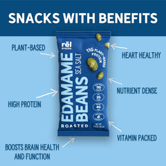 Rel Snacks edamame espolvoreado en ensalada, añade proteína vegetal