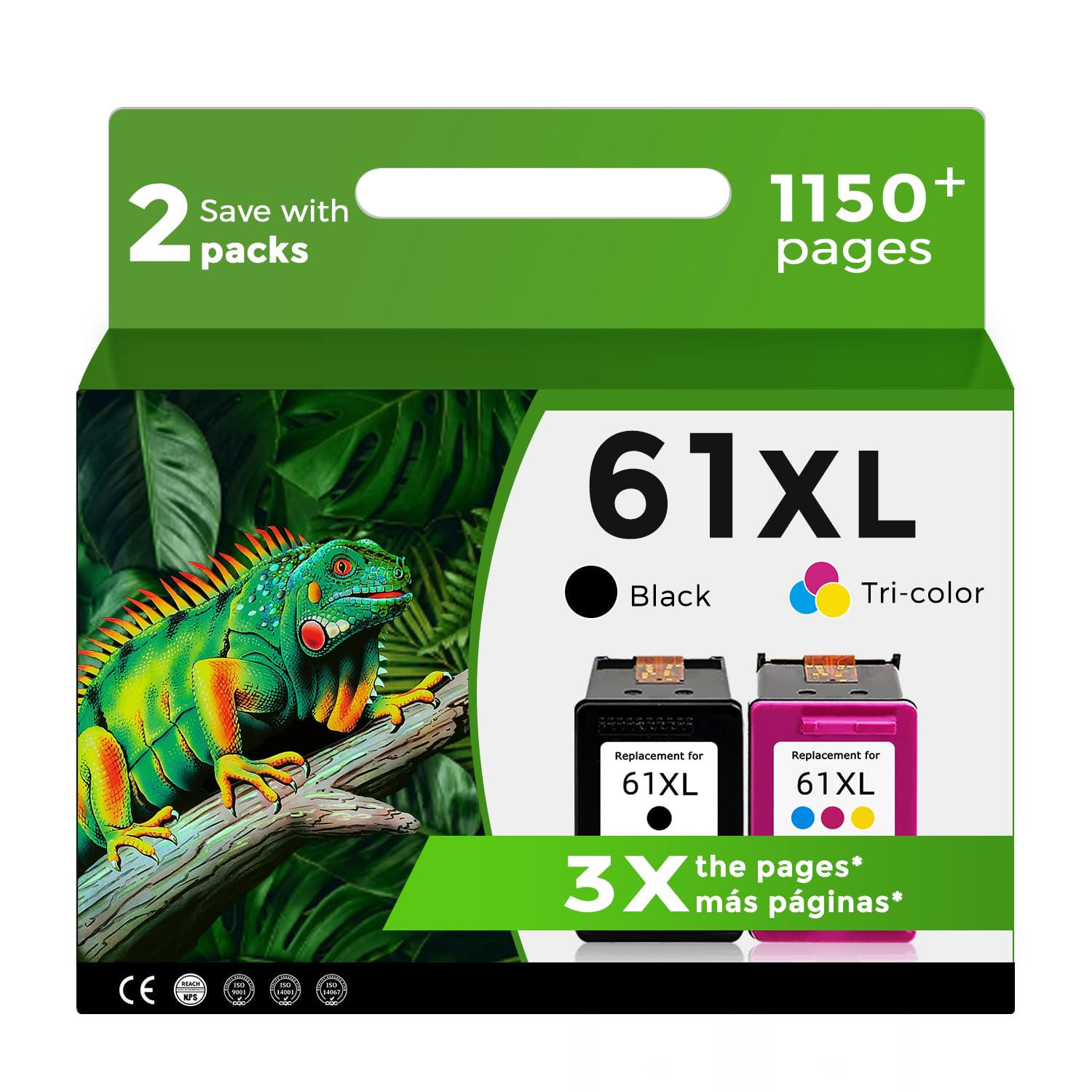 Relcolor pack 61XL frontal mostrando cajas y diseño, ahorro y compatibilidad