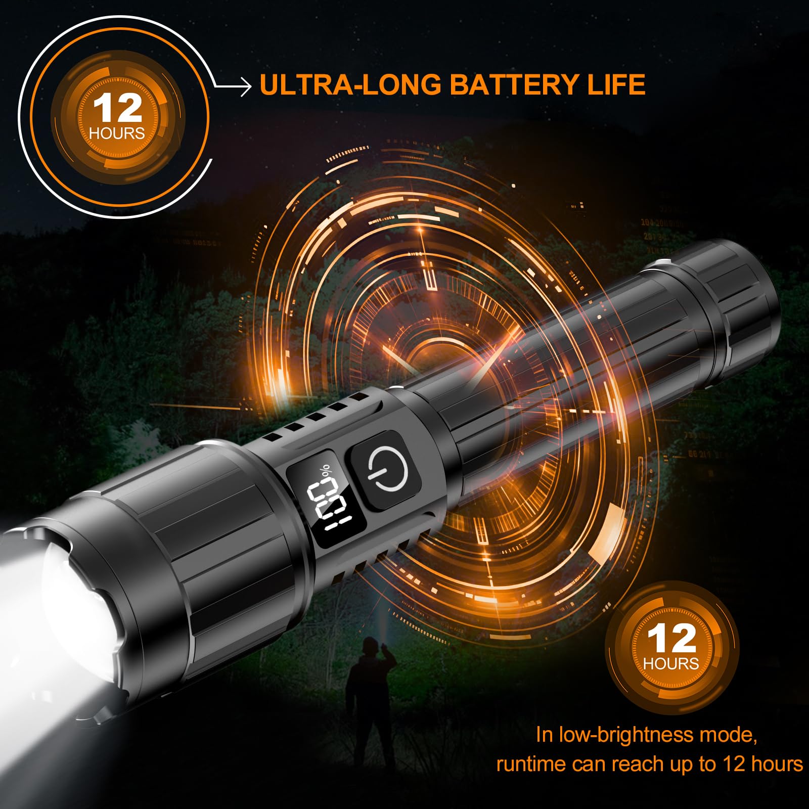 Relybo haz iluminando sendero nocturno para seguridad en camping