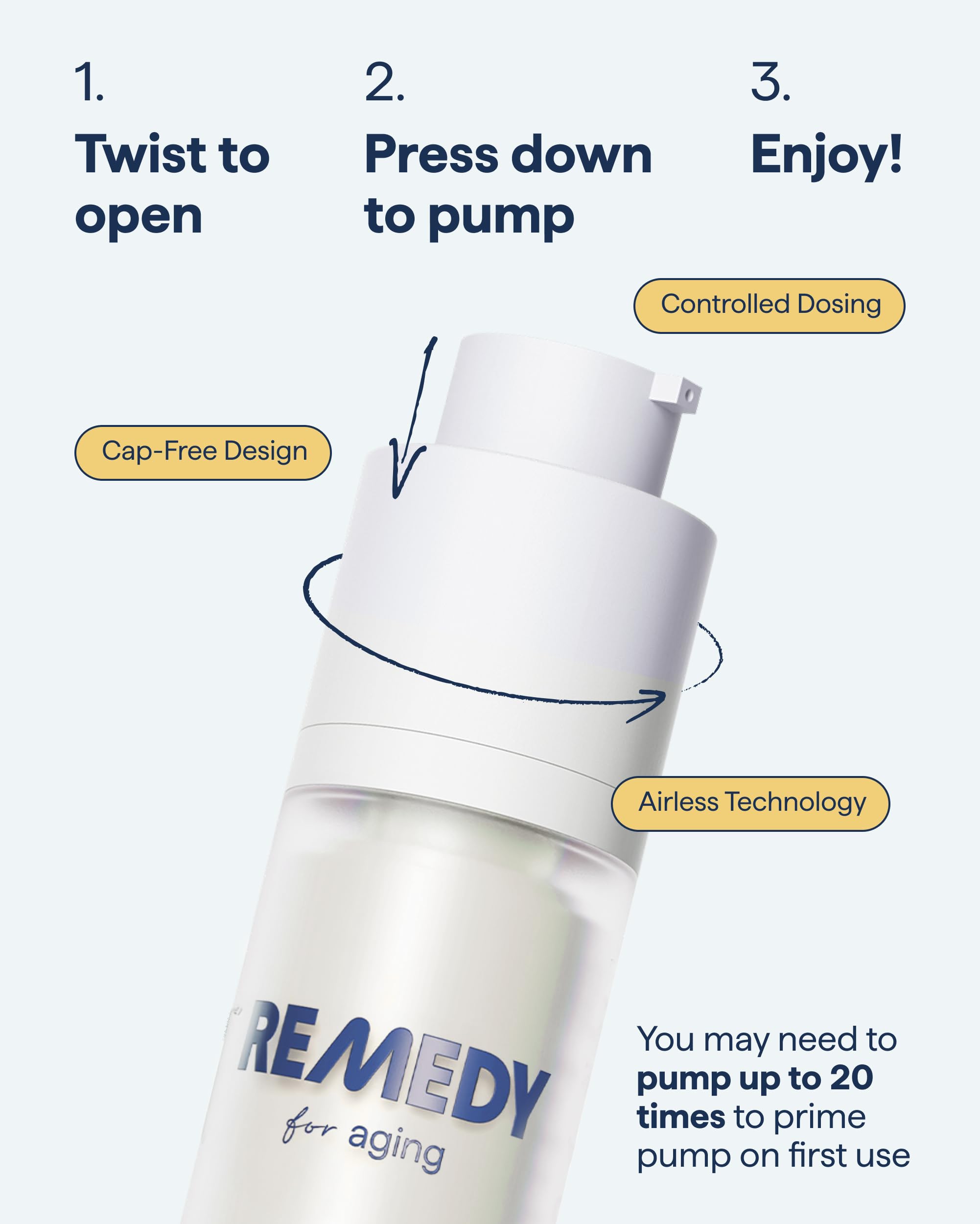 Remedy Science aplicación en mano ilustrando cantidad y facilidad de uso