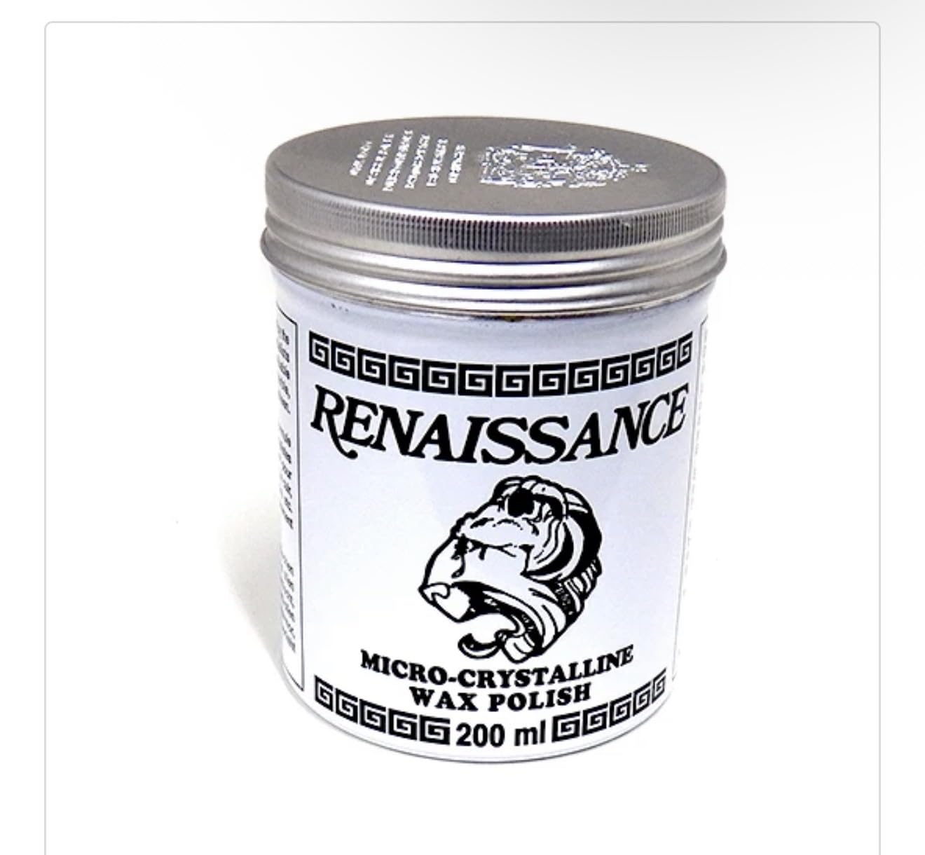 Renaissance Wax frasco delantero mostrando etiquetado y beneficio protector