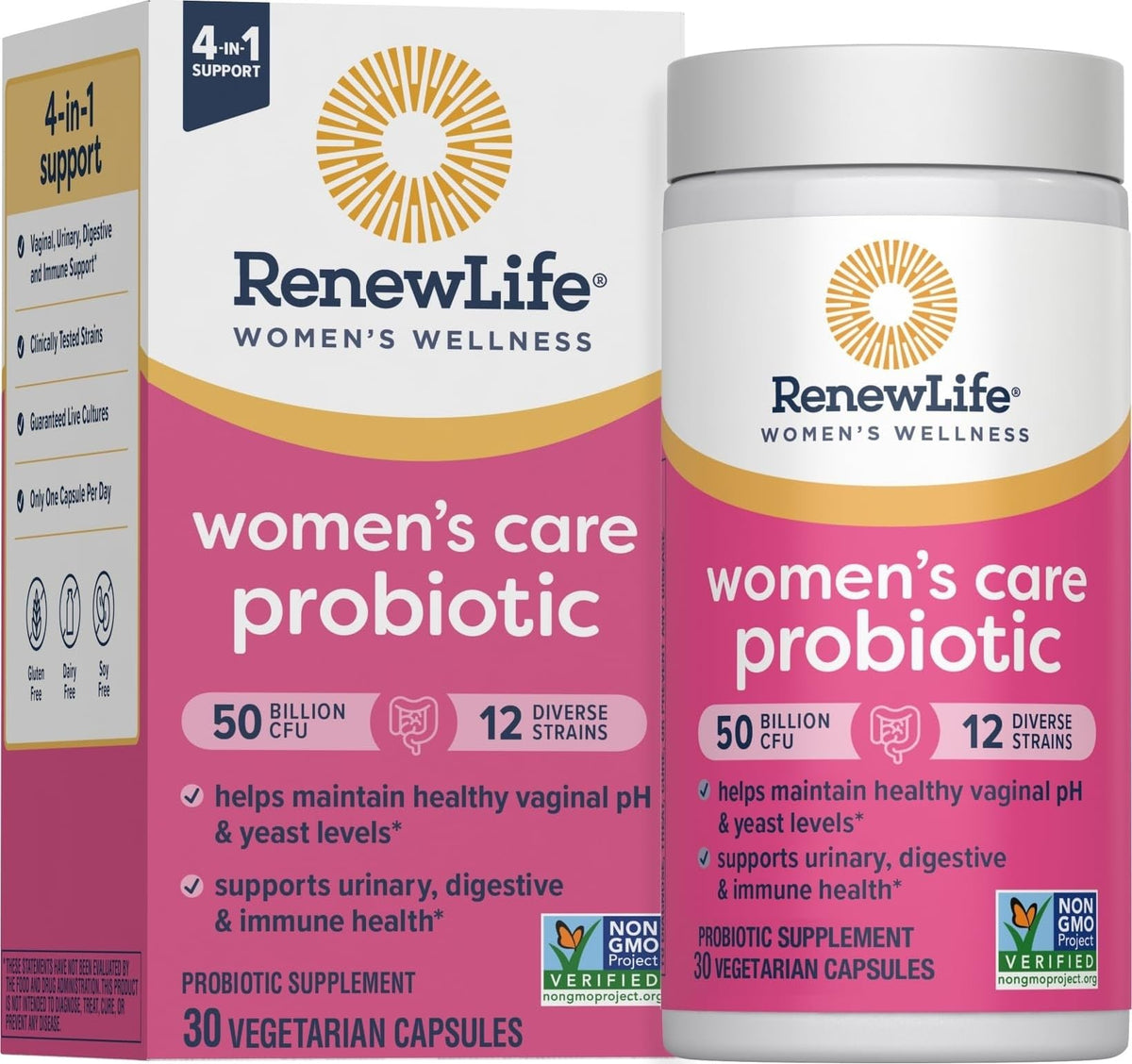 Renew Life envase frontal mostrando etiqueta y beneficios claros