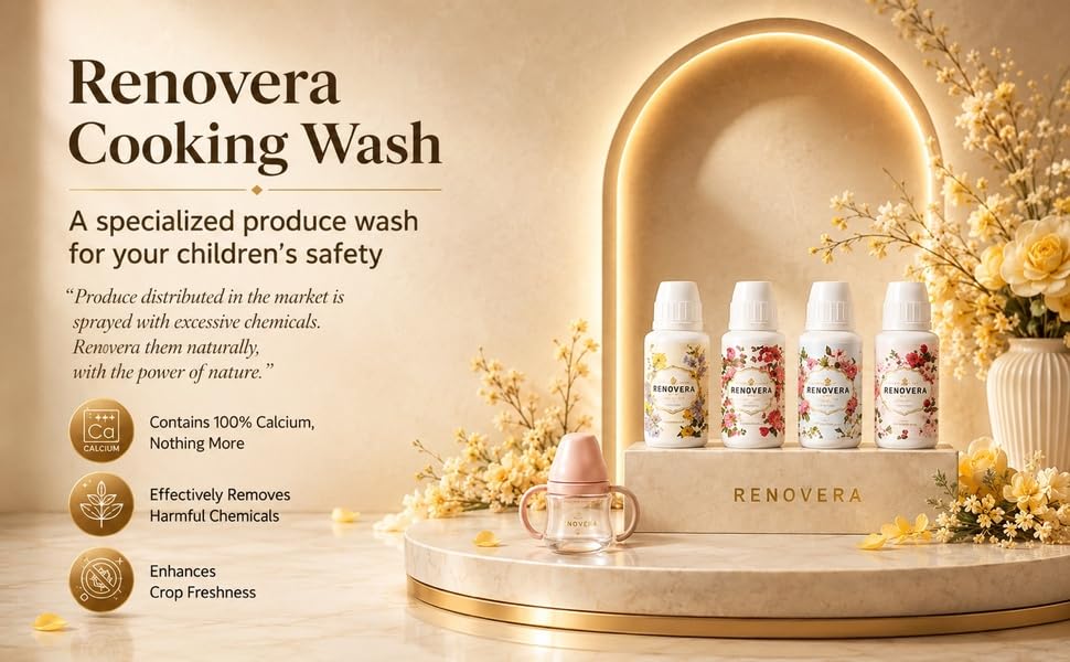 Renovera polvo en primer plano, textura fina y dosificación precisa