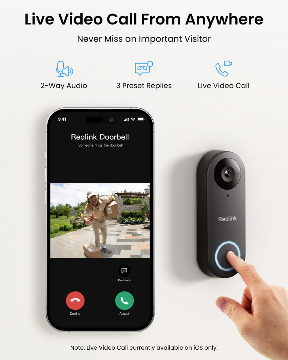 REOLINK timbre en uso hablando con visitante, comunicación bidireccional útil