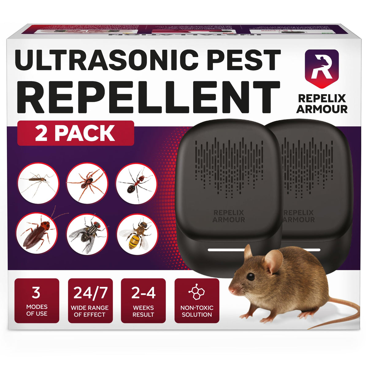 REPELIX ARMOUR vista frontal del dispositivo mostrando diseño compacto y beneficio de protección