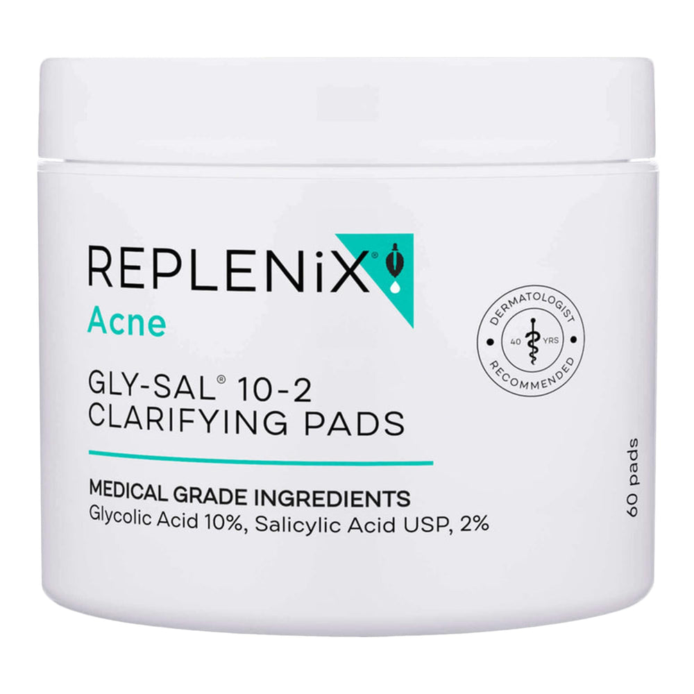 Replenix empaque frontal mostrando 60 almohadillas y beneficios de limpieza