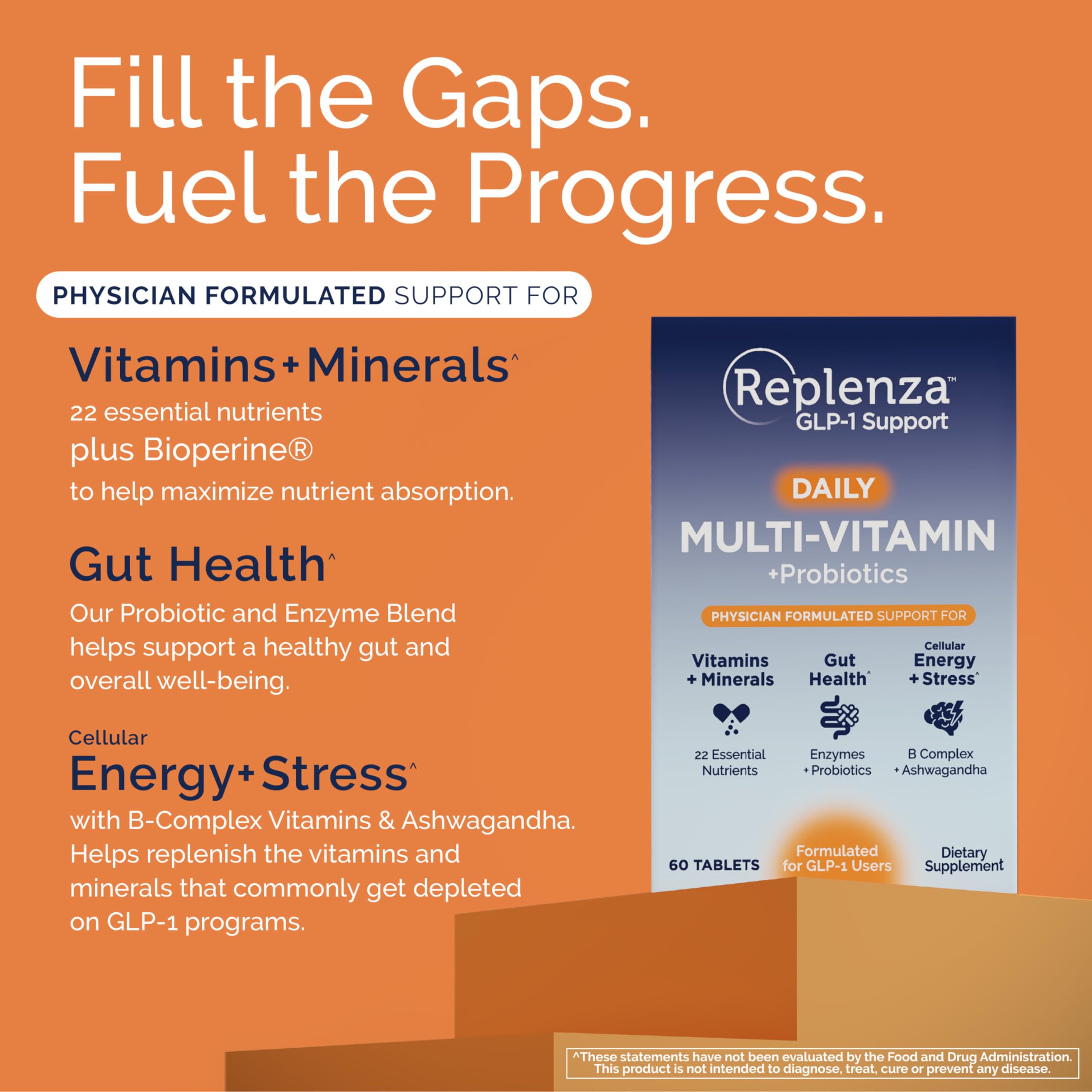 Replenza ingredientes visibles cerca de envase mostrando calidad
