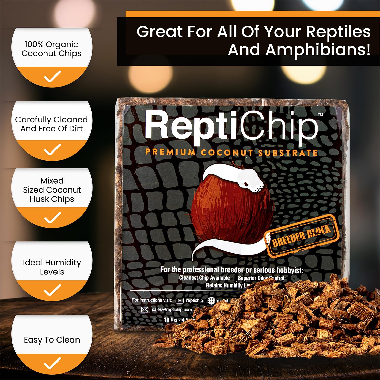 ReptiChip expandiéndose al añadir agua, ideal para crear cama absorbente