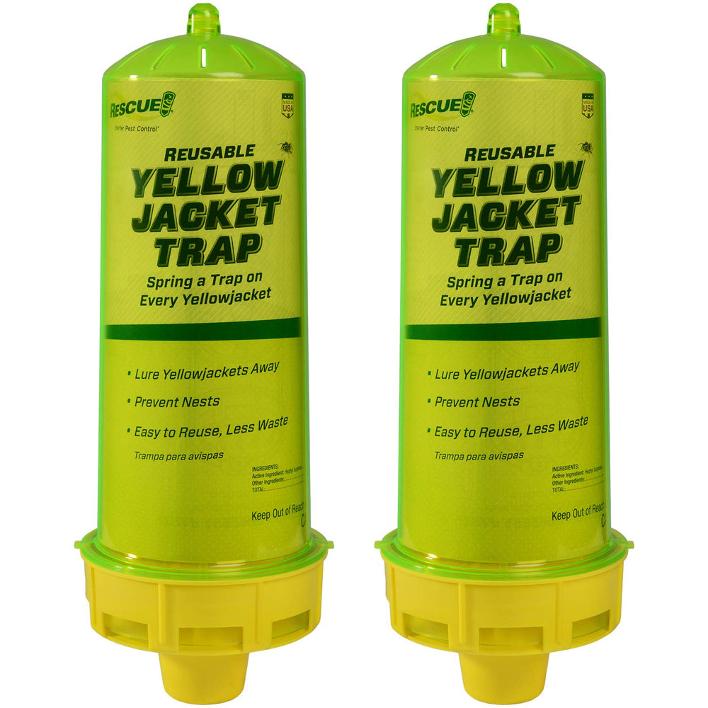 RESCUE! front packaging showing two reusable traps and attractant for easy setup