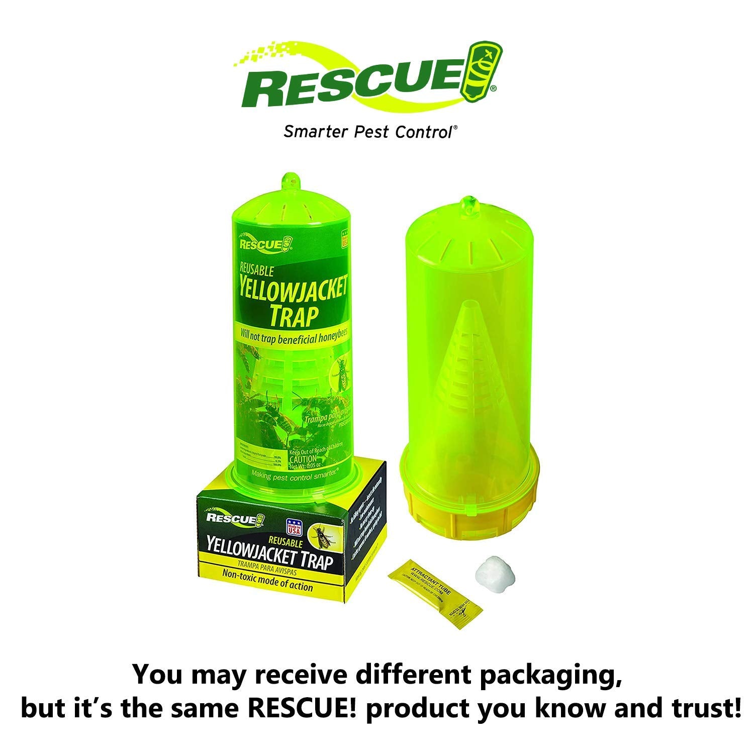 RESCUE! two traps in backyard lifestyle scene protecting outdoor dining area