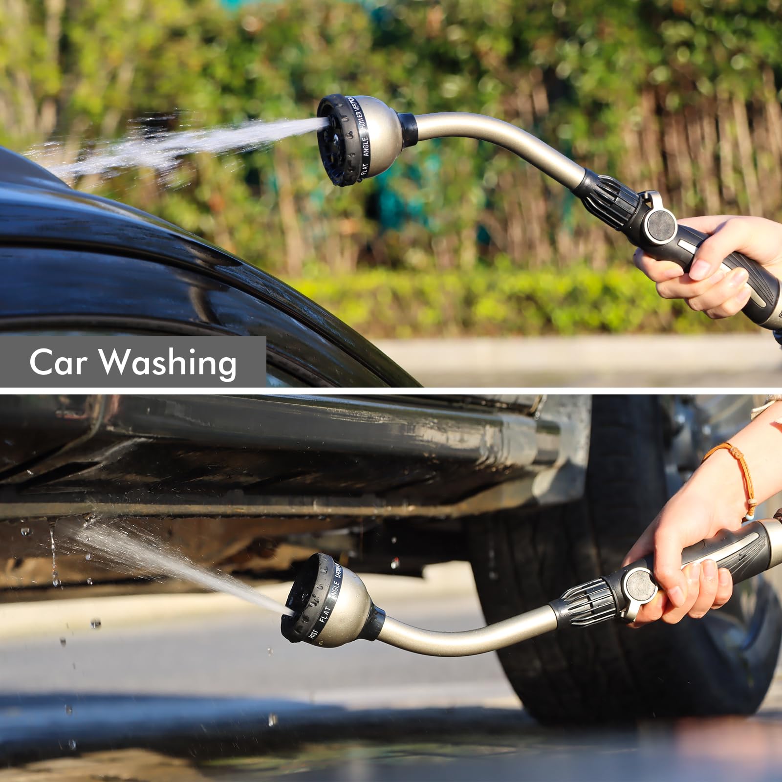 Restmo wand next to hose showing 15-inch reach for better access
