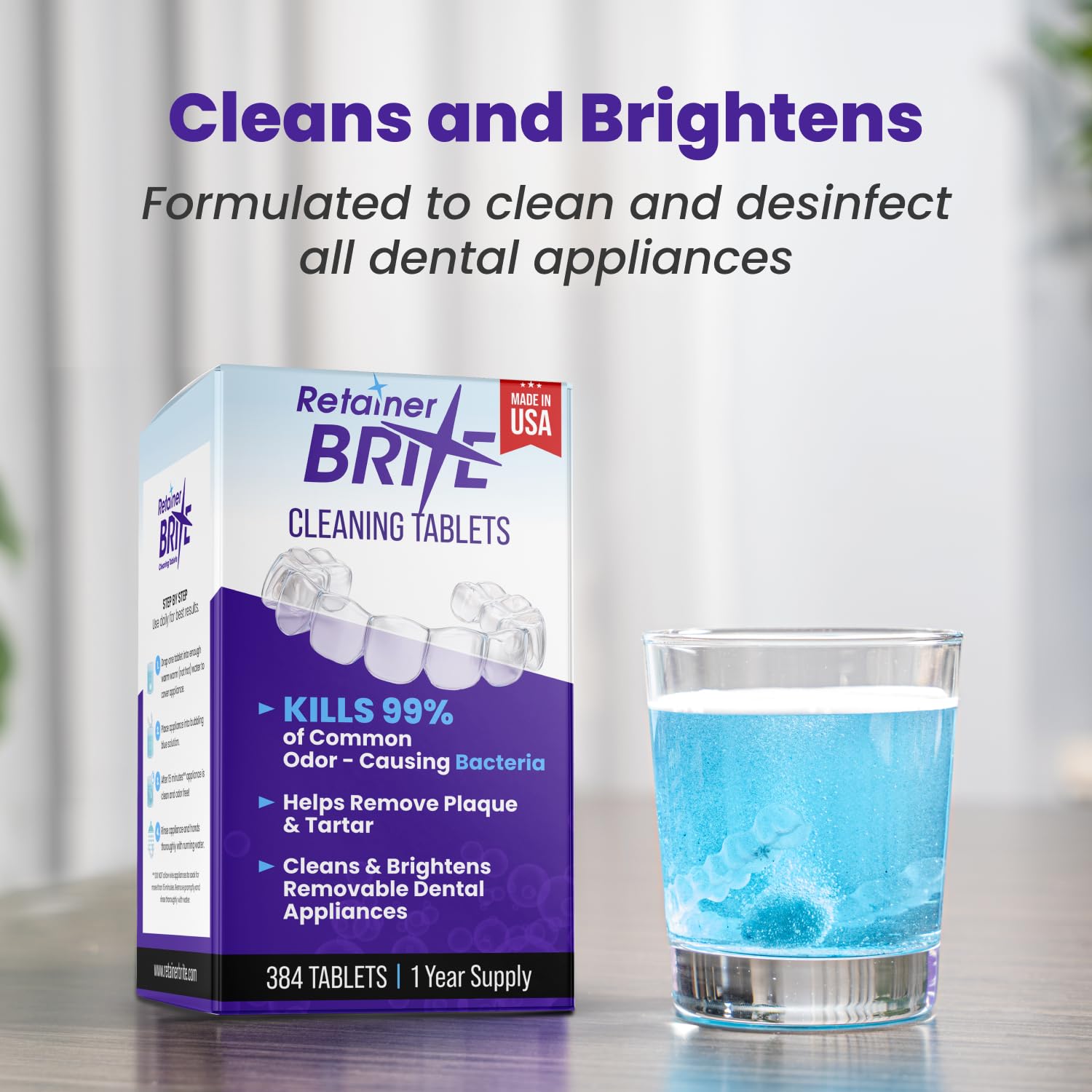 Retainer Brite comparación antes y después resaltando claridad restaurada