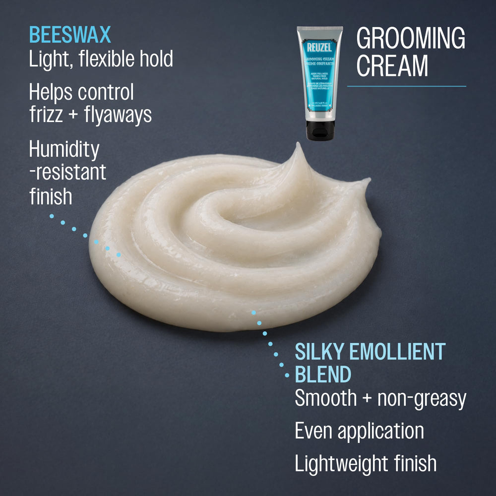 REUZEL crema en manos demostrando aplicación ligera y control