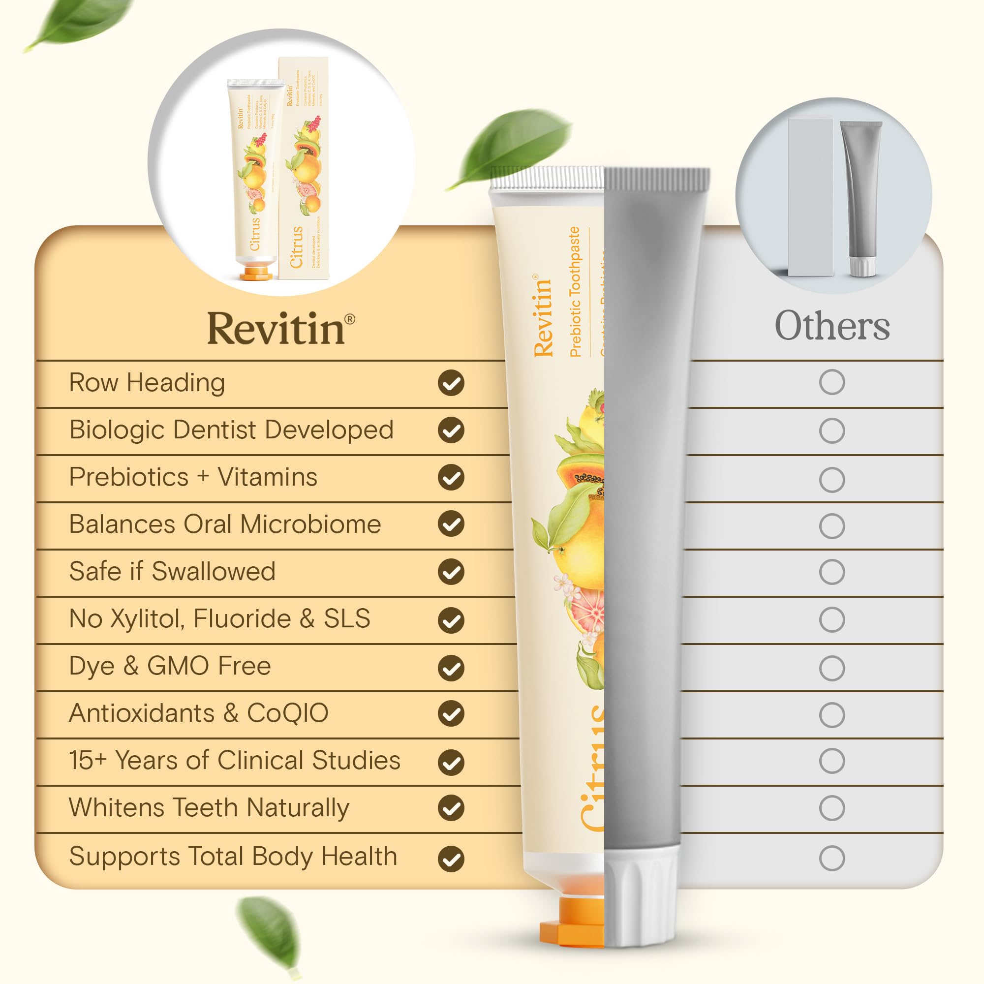 Revitin etiqueta informativa detallada mostrando lista de ingredientes claros