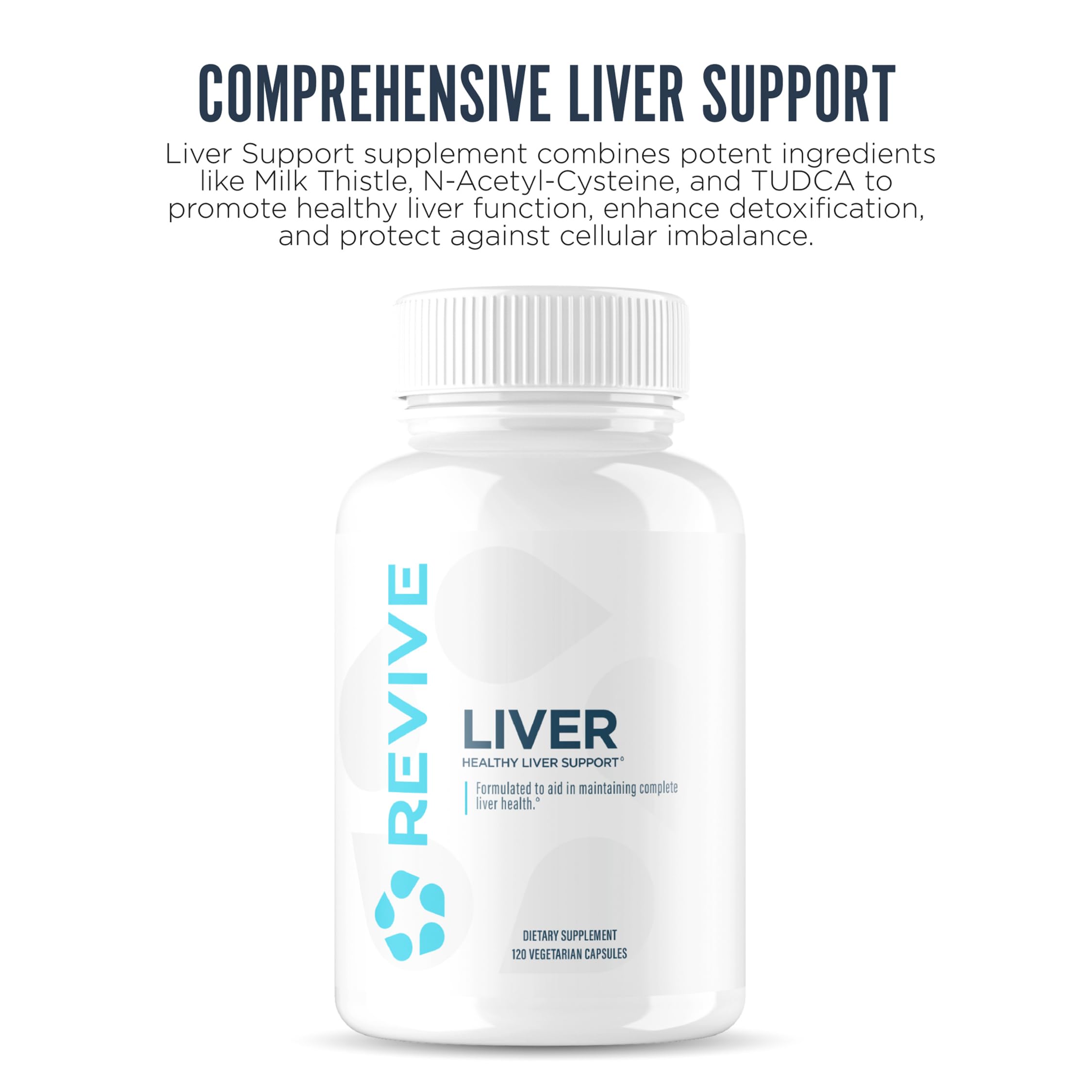 Revive MD etiqueta en primer plano mostrando ingredientes y beneficios clave
