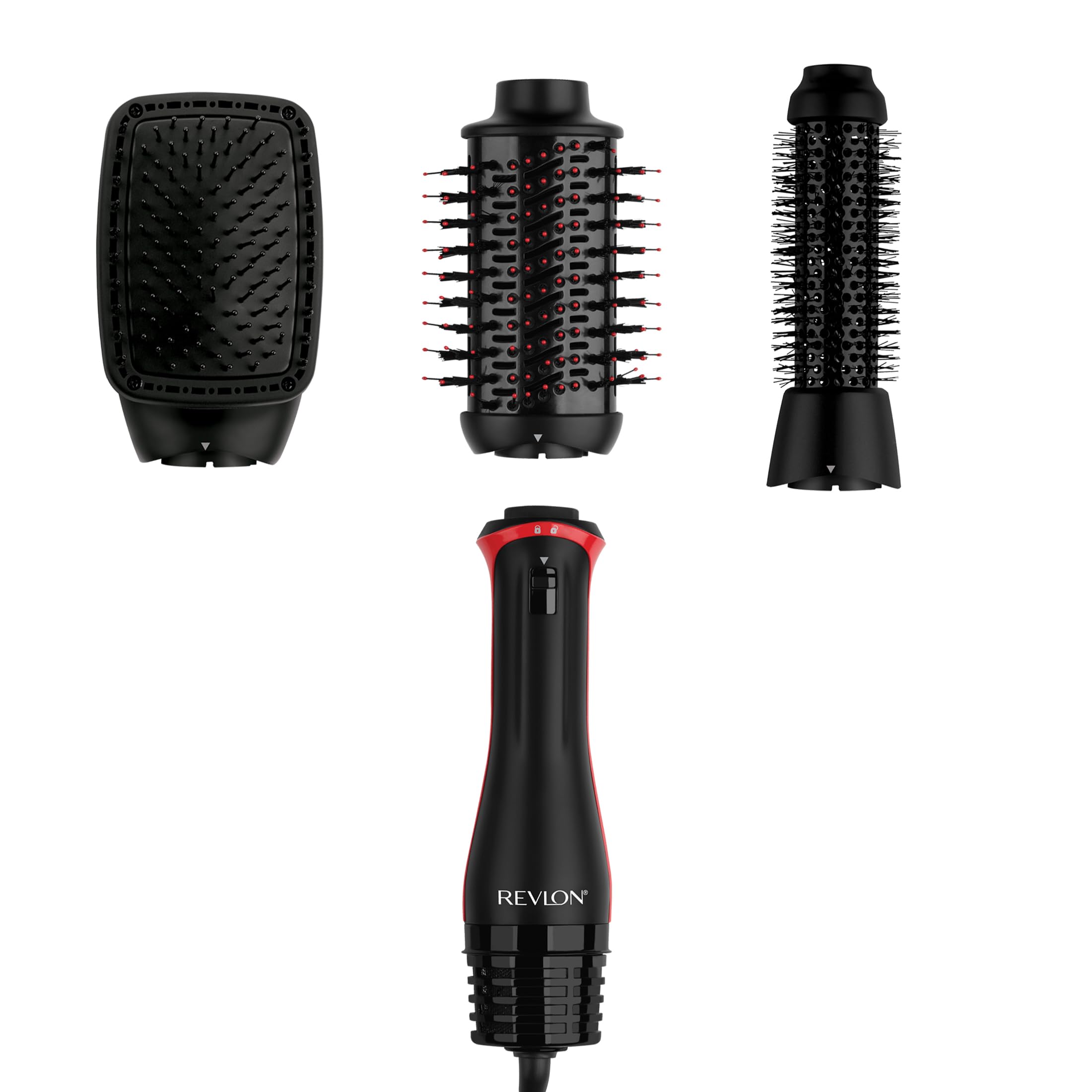 REVLON vista frontal del multi-styler mostrando controles y diseño ergonómico