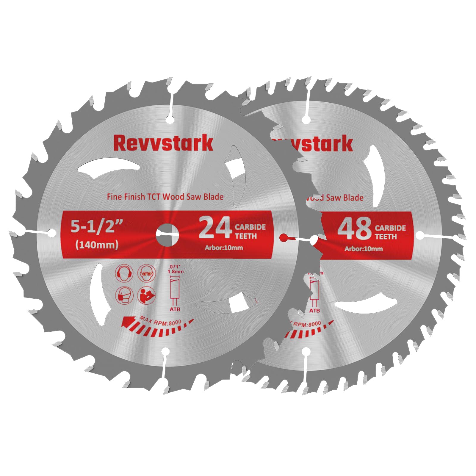 Revvstark disco frontal 5-1/2" mostrando ambos 24T y 48T, rendimiento versátil