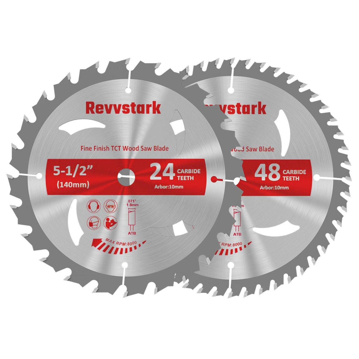 Revvstark disco frontal 5-1/2" mostrando ambos 24T y 48T, rendimiento versátil