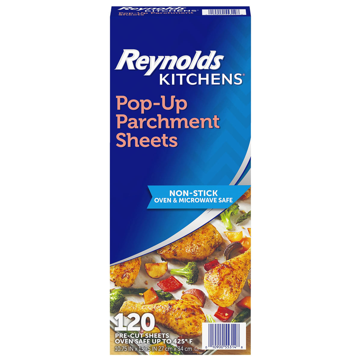 Reynolds empaque frontal mostrando 120 hojas y conveniencia.