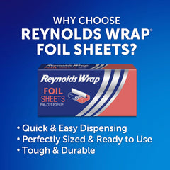 Reynolds Wrap hoja desplegada mostrando medidas y borde precortado fácil