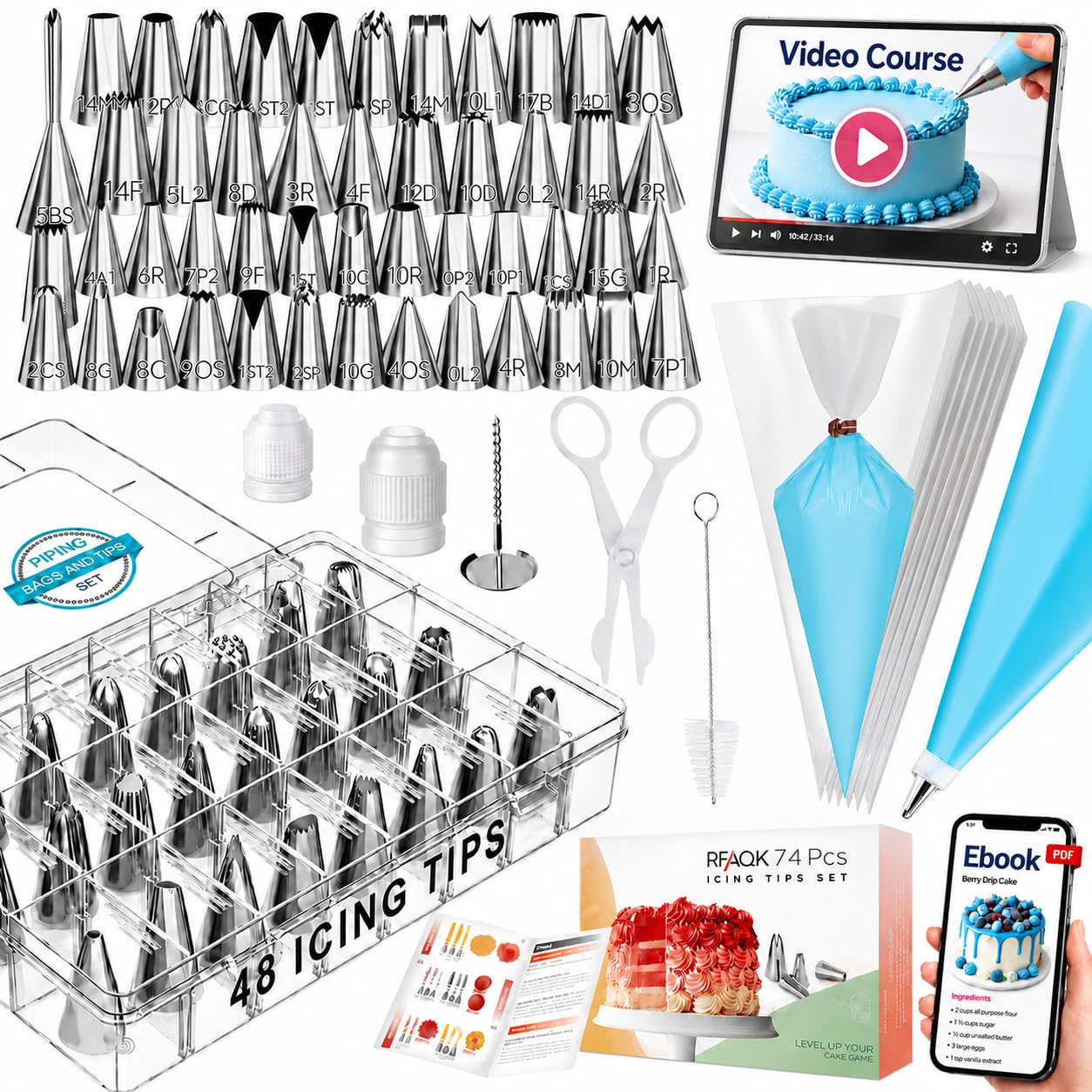 RFAQK frente del kit con estuche, organizado y listo para decorar