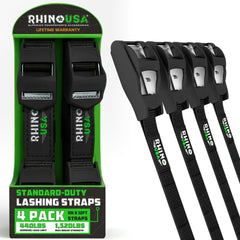 Rhino USA vista frontal del paquete de 4 correas con almacenamiento y orden