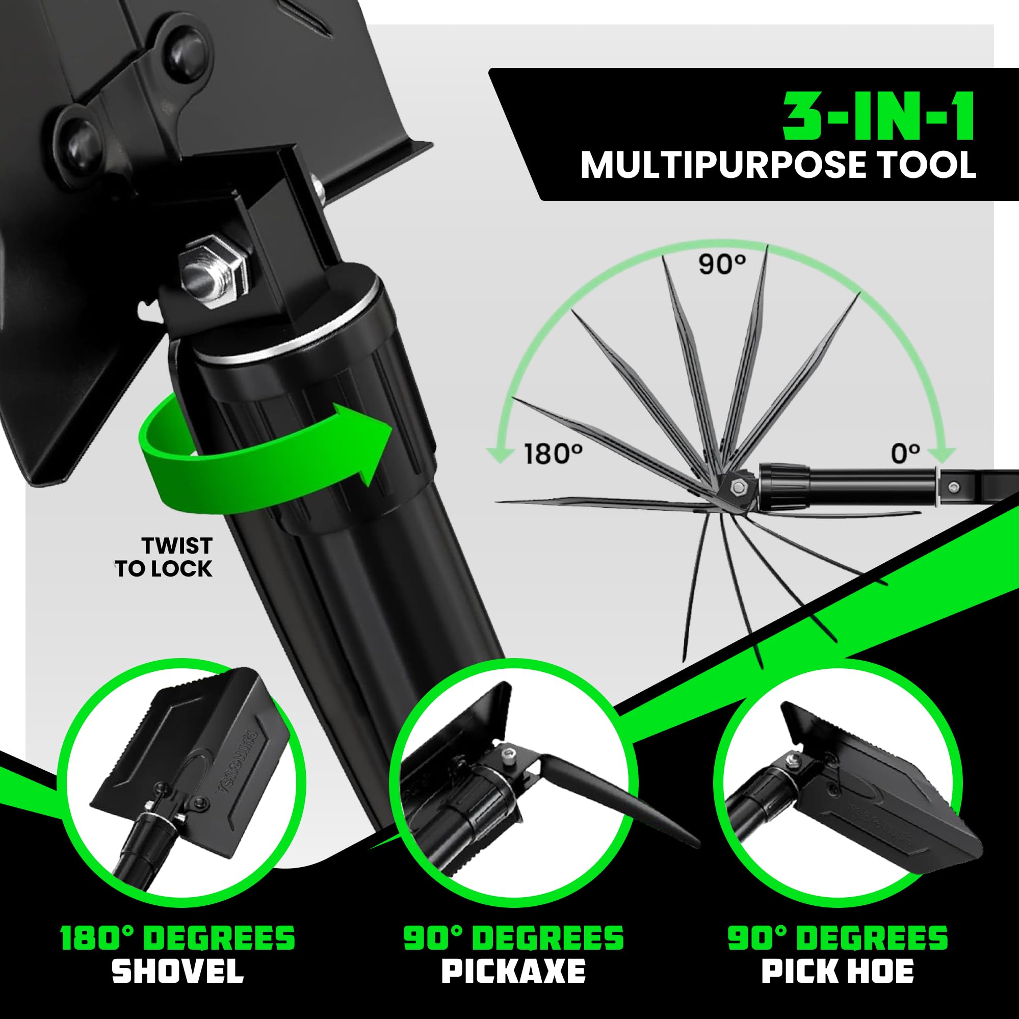 Rhino USA pala desplegada 22 pulgadas lista para cavar