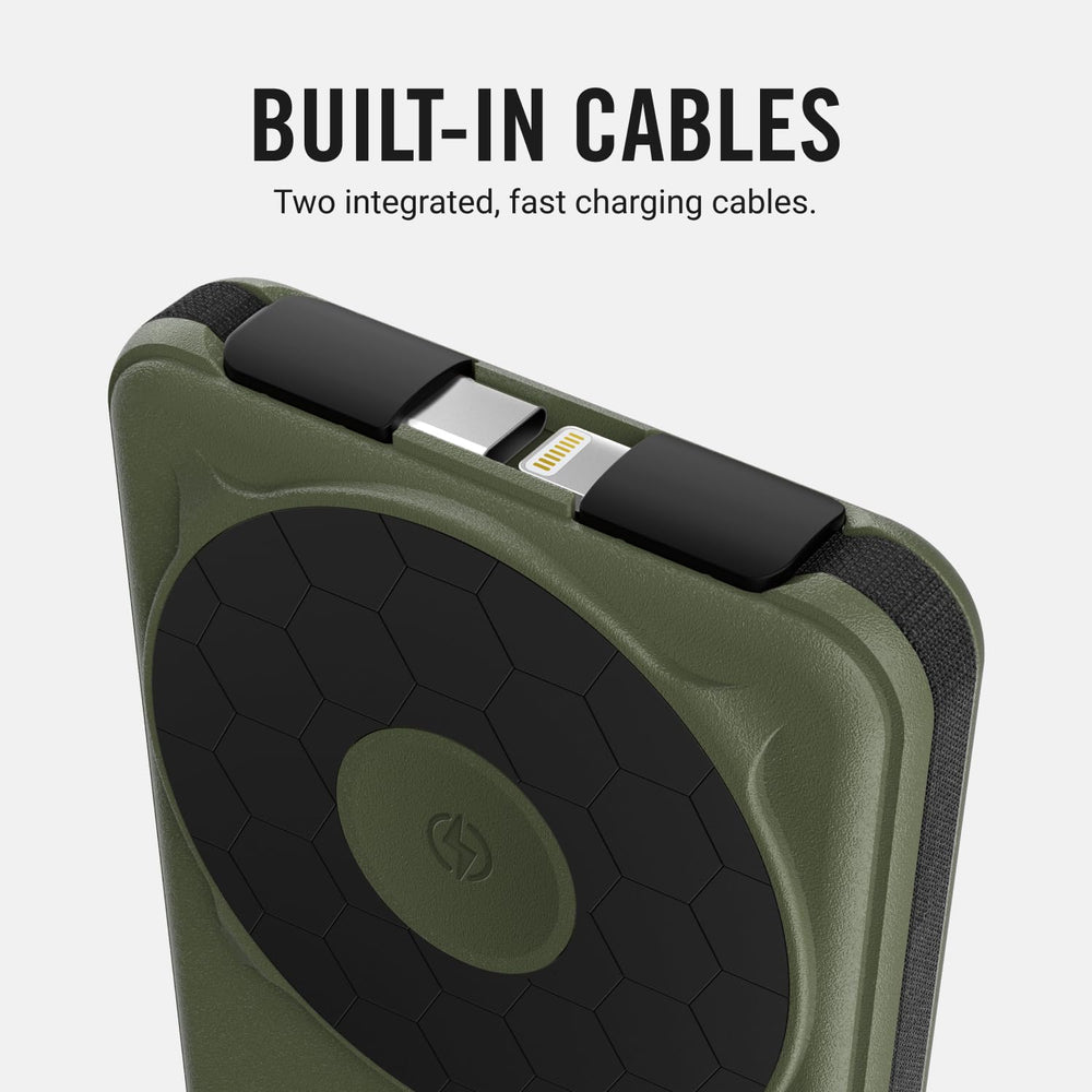 Cables integrados USB-C y Lightning del Ridge listos para carga inmediata