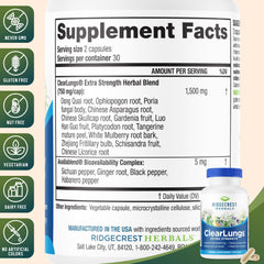 RidgeCrest Herbals ingredientes naturales de la fórmula y apoyo pulmonar