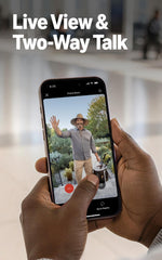 Ring en uso con app móvil mostrando video en vivo y comunicación rápida