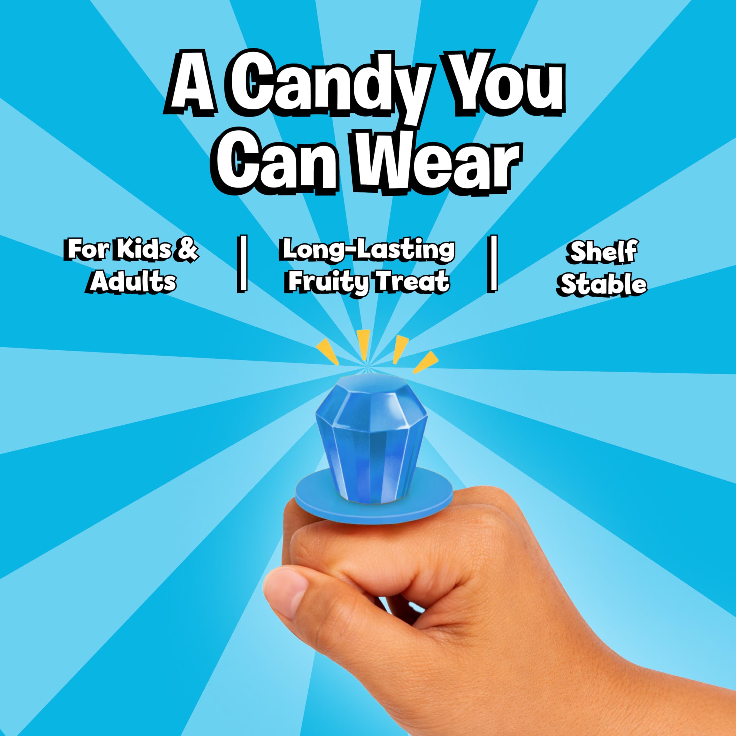 Ring Pop comparación en mano para mostrar tamaño real y porción