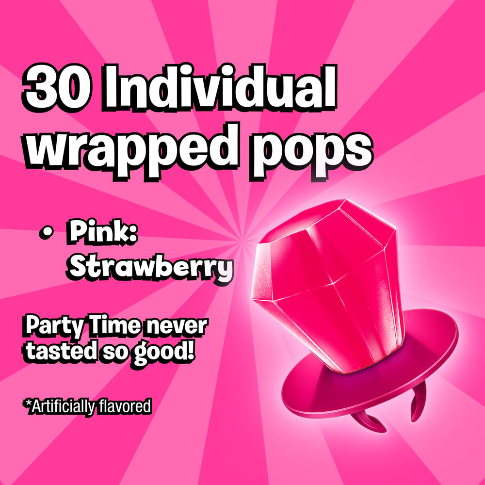 Ring Pop detalle de la gema rosa mostrando textura y brillo apetecible