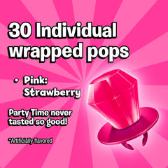 Ring Pop detalle de la gema rosa mostrando textura y brillo apetecible