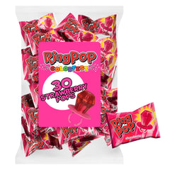 Ring Pop empaque frontal rosa mostrando 30 unidades y fácil reparto