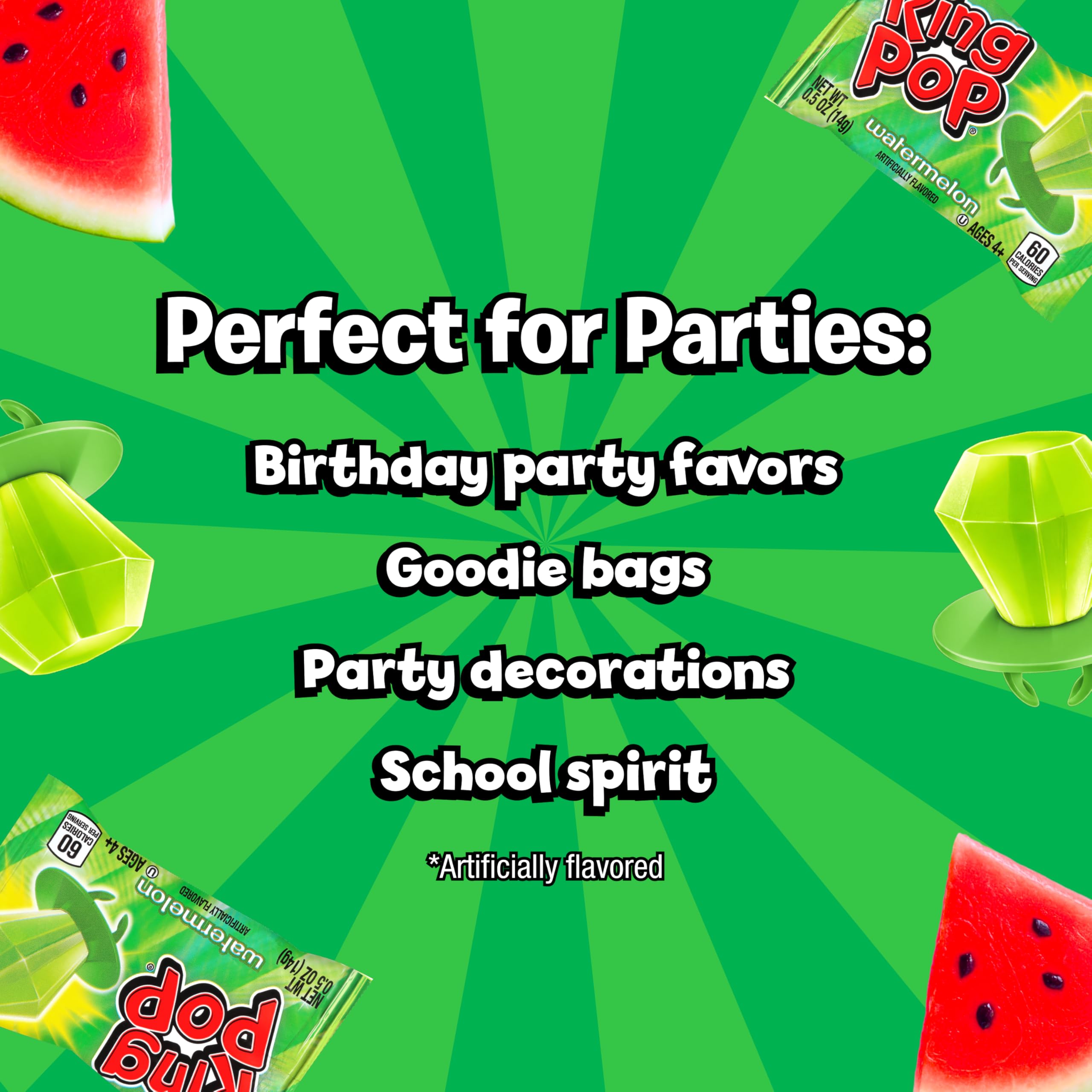 Comparación de tamaño Ring Pop Ring Pop verde para visualización práctica
