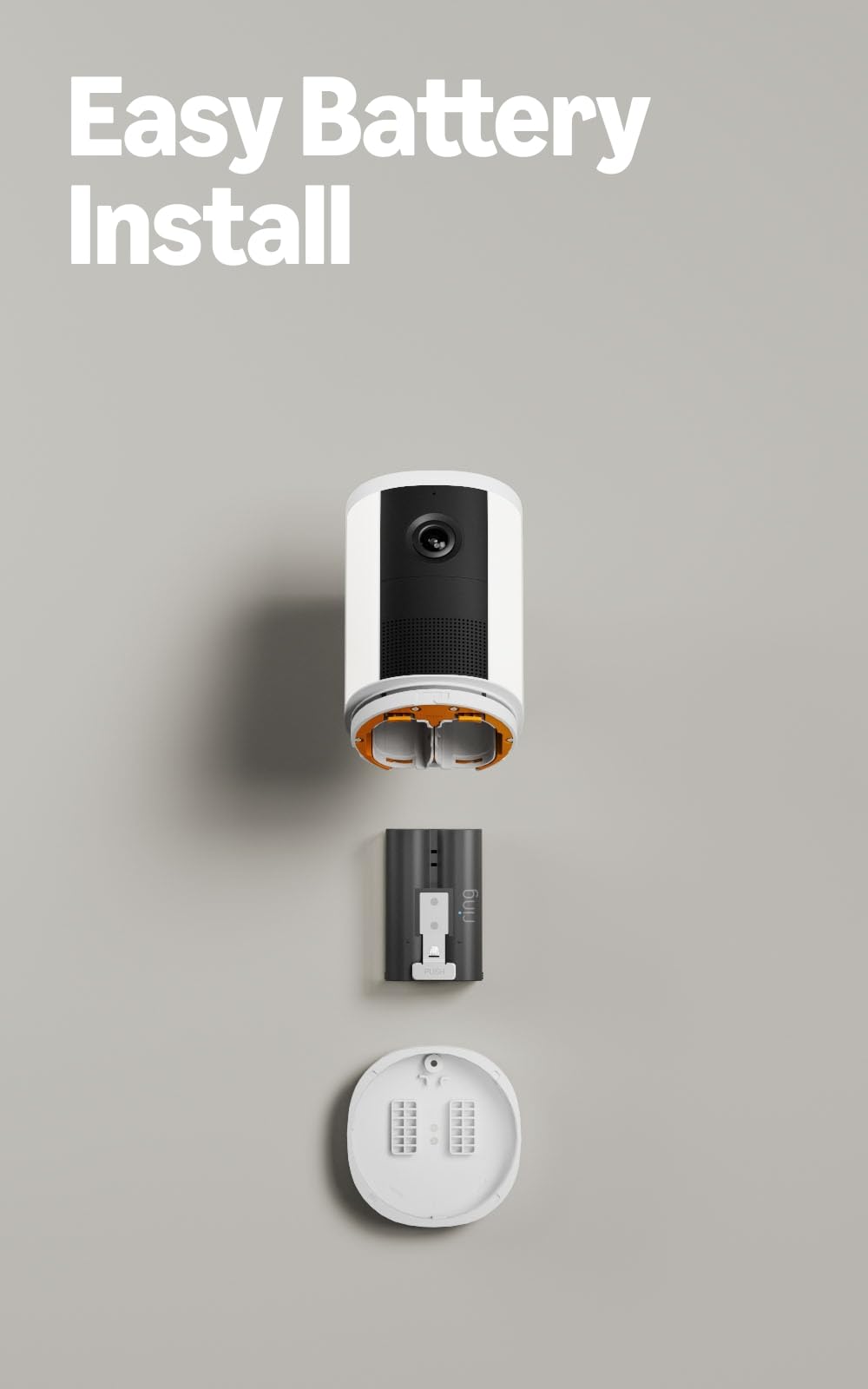 Ring cámara junto a regla para comparar tamaño y escala