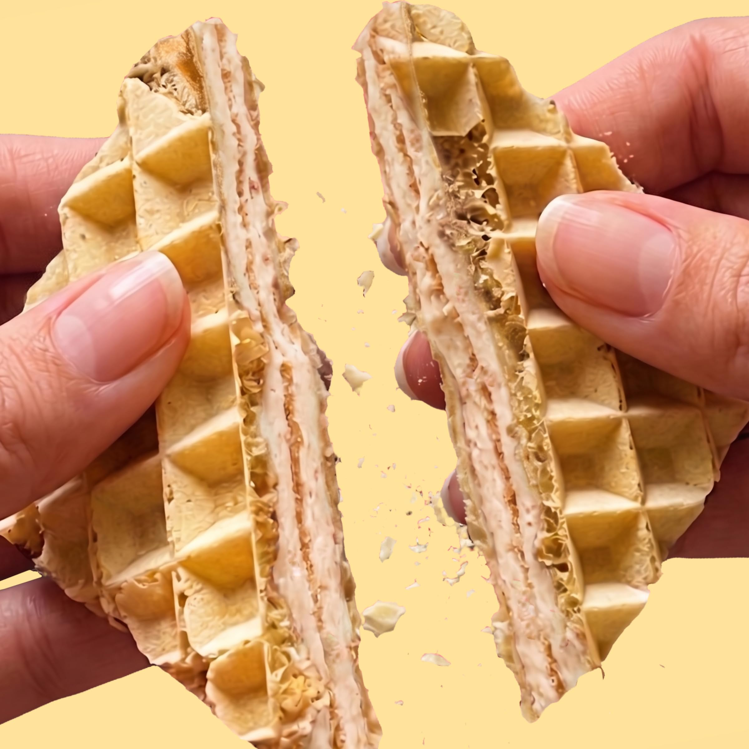 Rip Van Wafels oblea junto a taza de café para un desayuno rápido