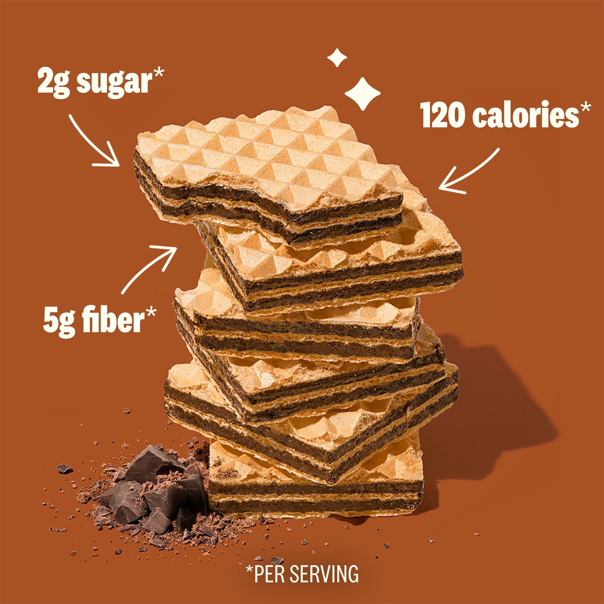 Rip Van Wafels corte de wafer mostrando capas crujientes y textura ligera