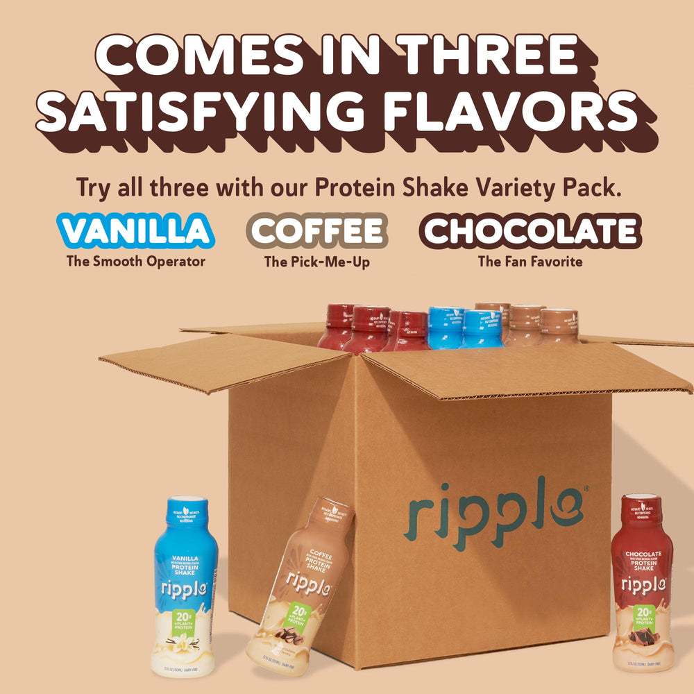 Ripple batido en mesa de desayuno como alternativa nutritiva rápida