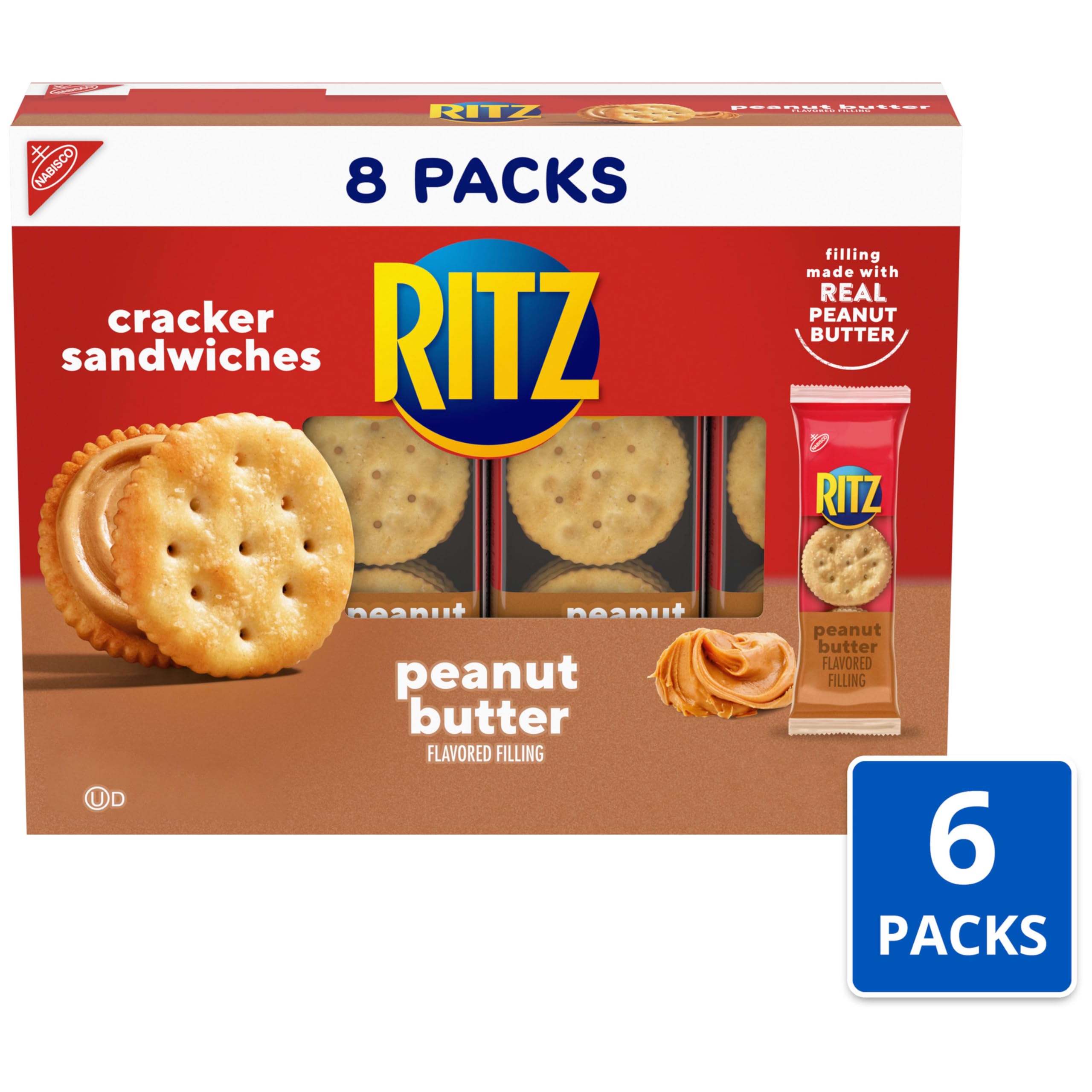 RITZ primer plano del relleno de mantequilla de cacahuate, textura apetecible