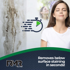 RMR Brands RMR-86 spray cayendo sobre superficie que ilustra acción rápida