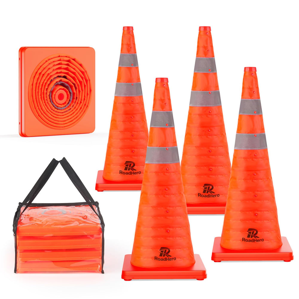 RoadHero cono frontal naranja mostrando alta visibilidad