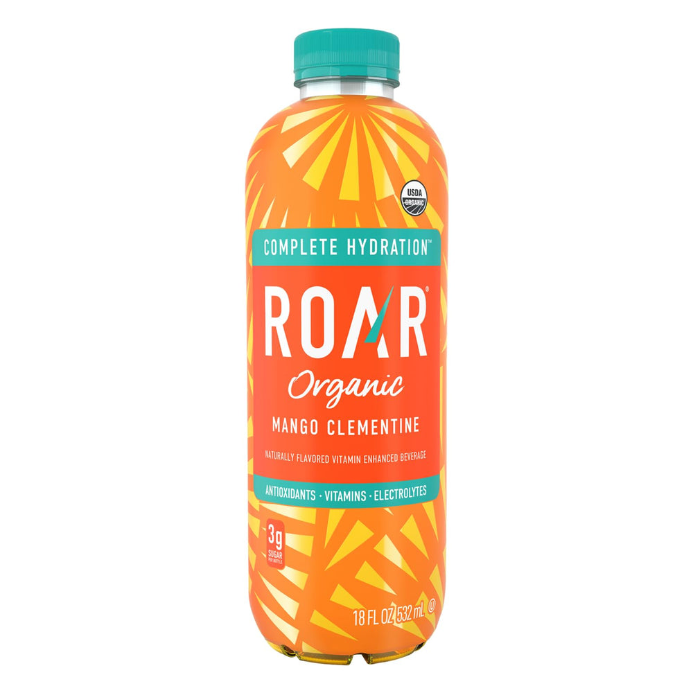 Roar Organic bebida servida en vaso mostrando color y baja azúcar