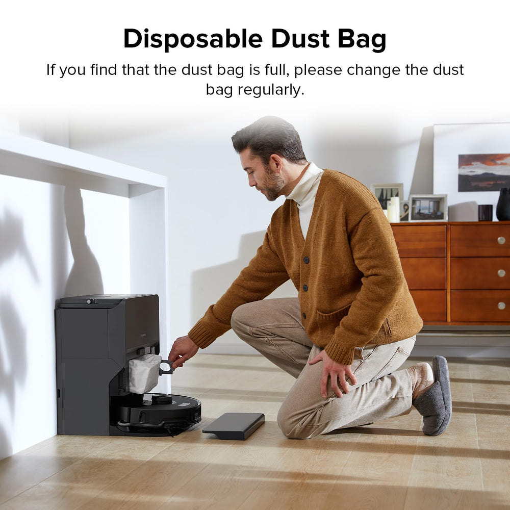 roborock vista abierta con las seis bolsas listadas, repuestos duraderos