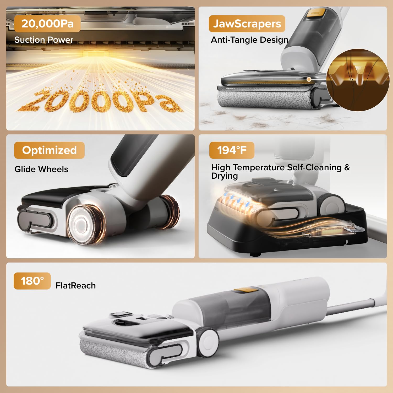 roborock F25 GT Gen 2 primer plano del rodillo giratorio, limpieza profunda garantizada